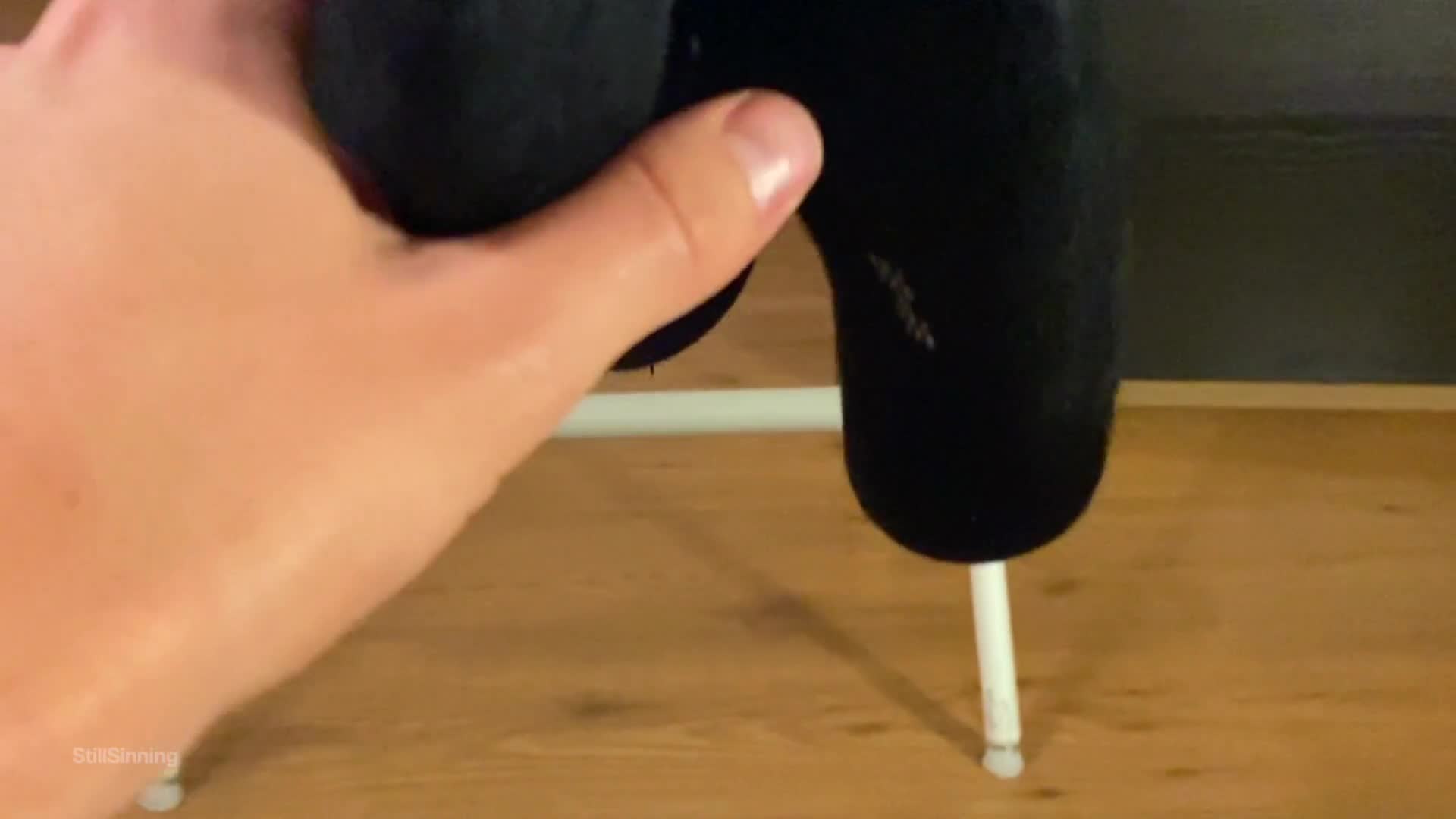 Reverse SOCKJOB w／ Dirty BLACK Ankle Socks (worn ALL DAY!) MASSIVE cumshot! - From LATINA student (ph61794a5ec0313)