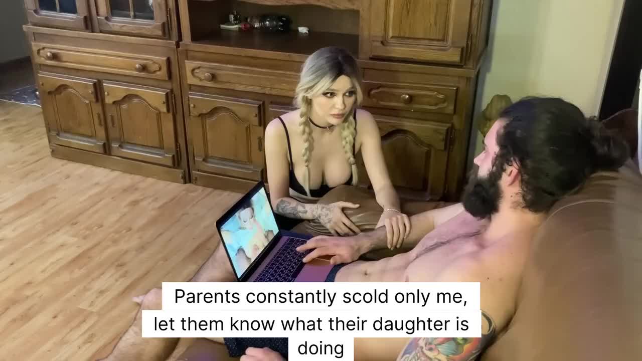 Dirty secret of my step-sister. She ready on all, for my silence. (With subs)