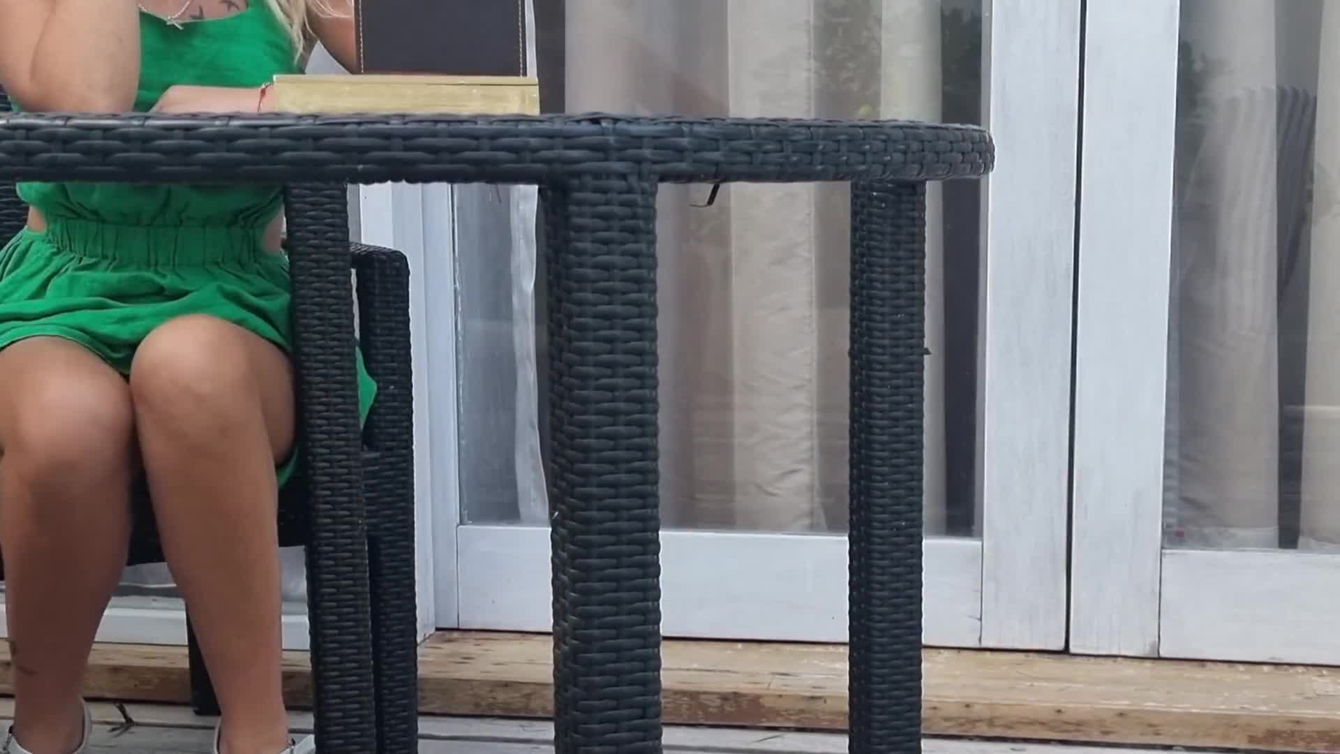 Remote Vibrators Inside Hot Girl in Public caffe Squirt control by waiter (ph61f6c65158505)