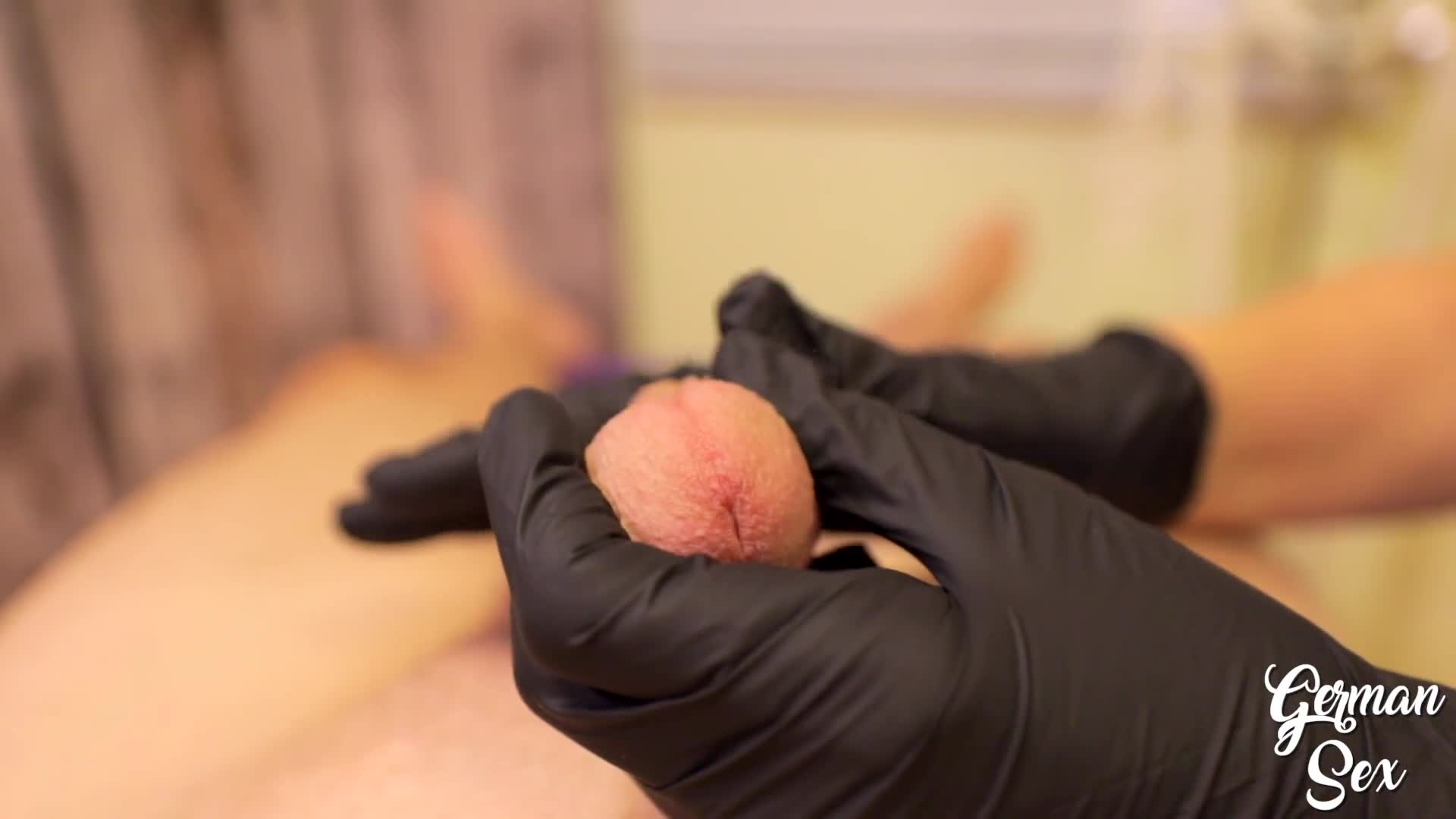 Nurse examines Big Cock with Medical Gloves (plays with Cum) (ph5fa6a5042a20d)