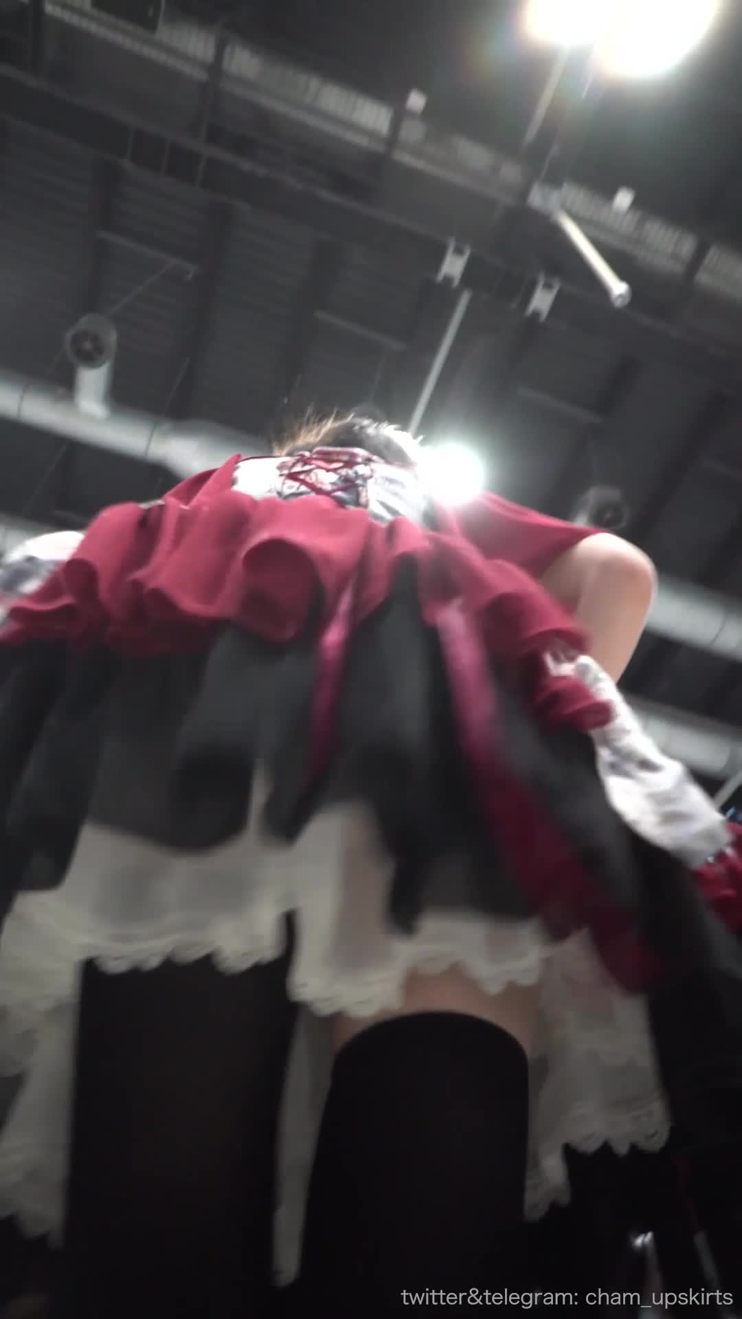 【yzwcd】ym087红色lo裙小姐姐黑色过膝袜日系粉内！